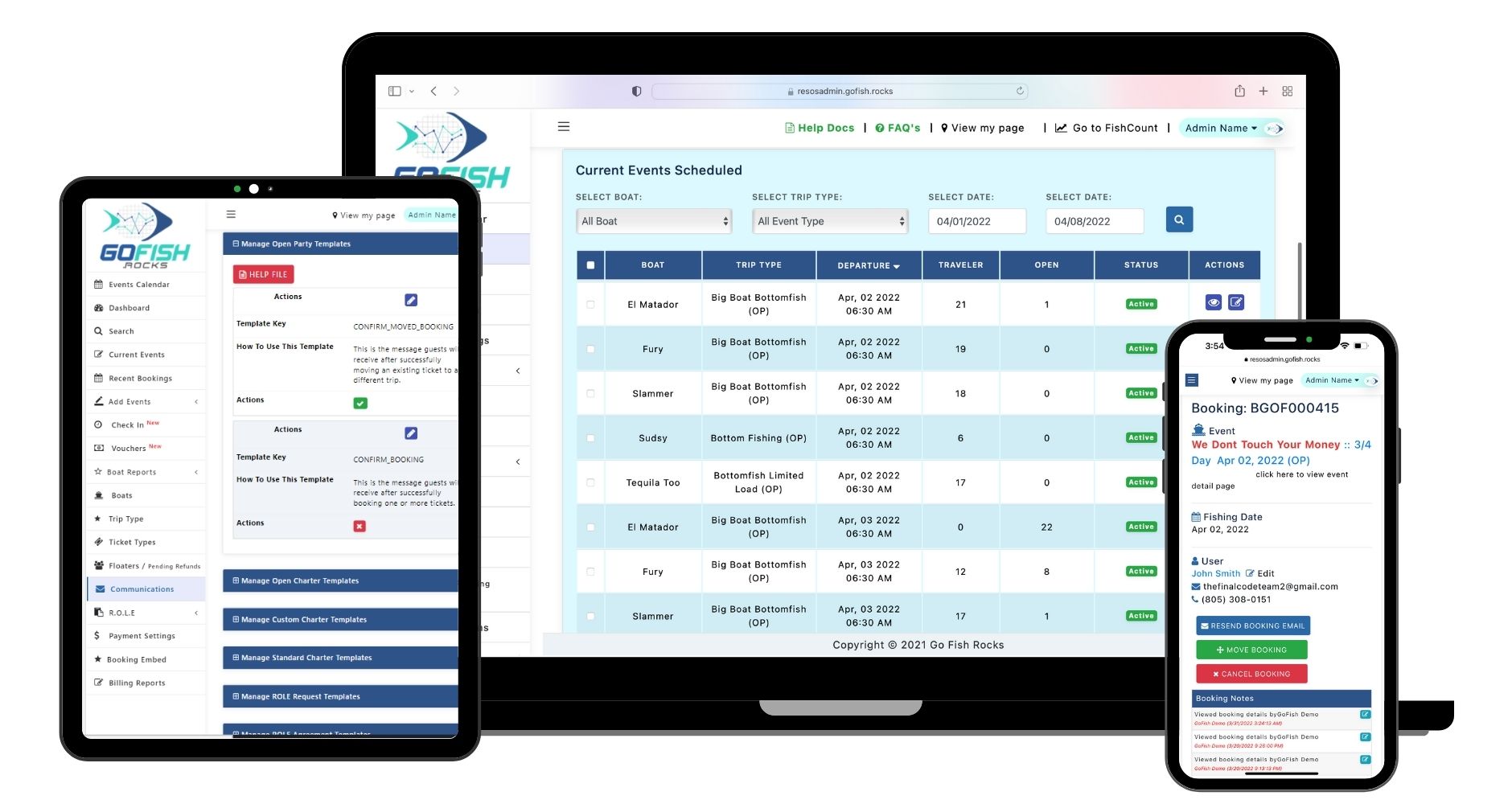 Charter Booking Software Screenshot